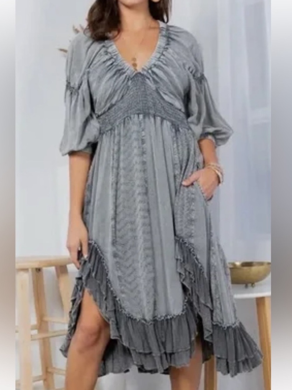 Young threads cream mineral Wash boho maxi